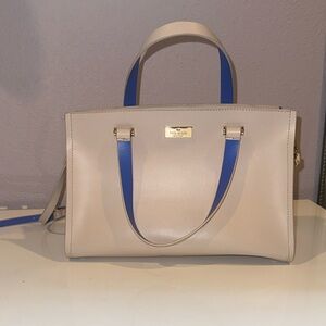 Kate Spade Cream Satchel with Blue Straps